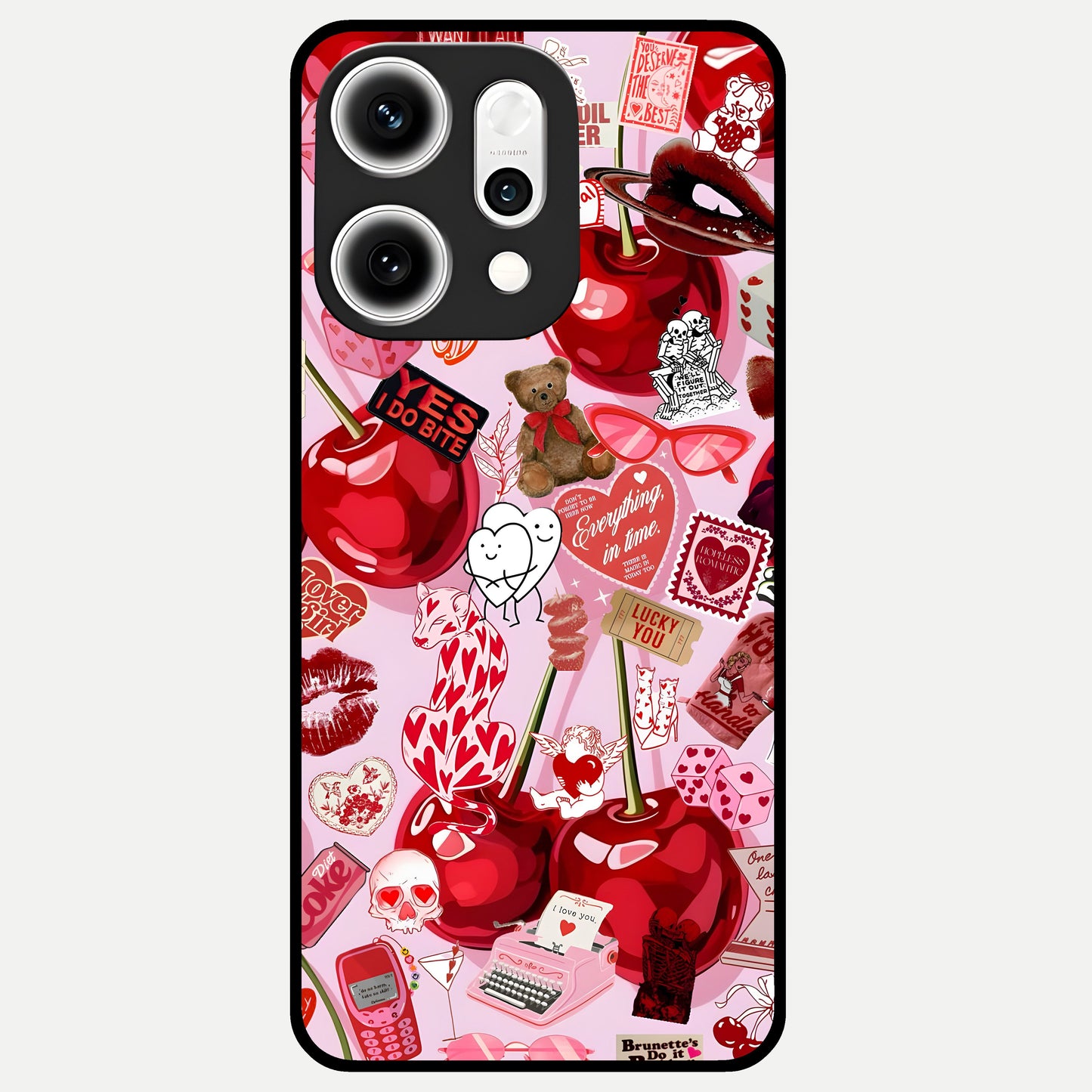  Sweet Cherry Chaos Glass Case For Oppo Reno 14 Pro back cover – full design glossy printed glass finish