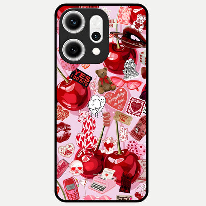  Sweet Cherry Chaos Glass Case For Oppo Reno 14 Pro back cover – full design glossy printed glass finish
