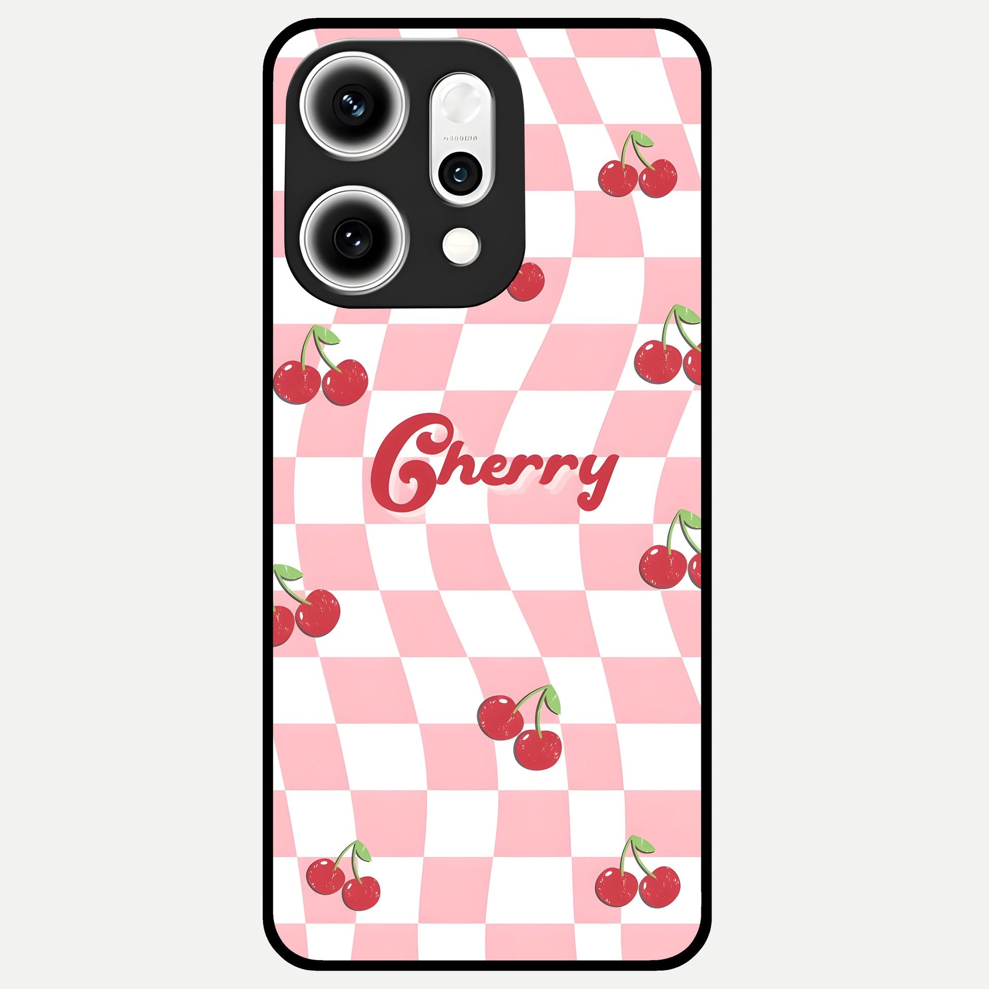  Sweet Cherry Vibes Glass Case For Oppo Reno 14 Pro back cover – full design glossy printed glass finish