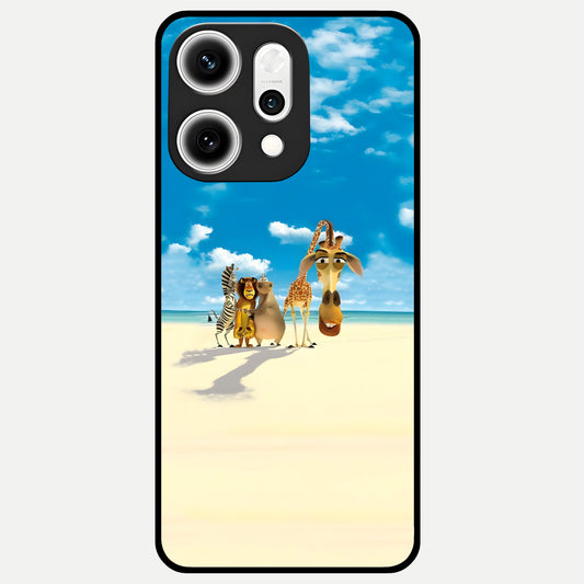  Tropical Fun Squad Glass Case For Oppo Reno 14 Pro back cover – full design glossy printed glass finish