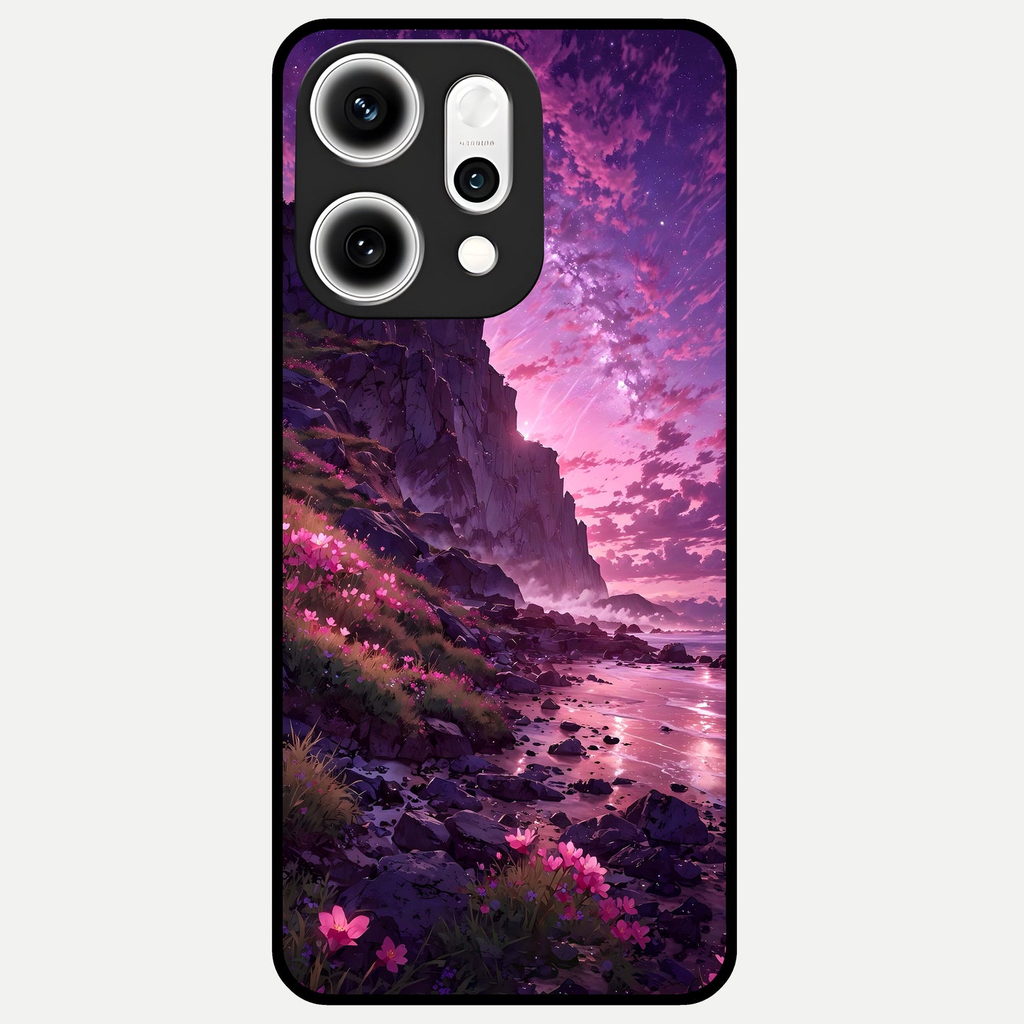  Twilight Blossom Coast Glass Case For Oppo Reno 14 Pro back cover – full design glossy printed glass finish