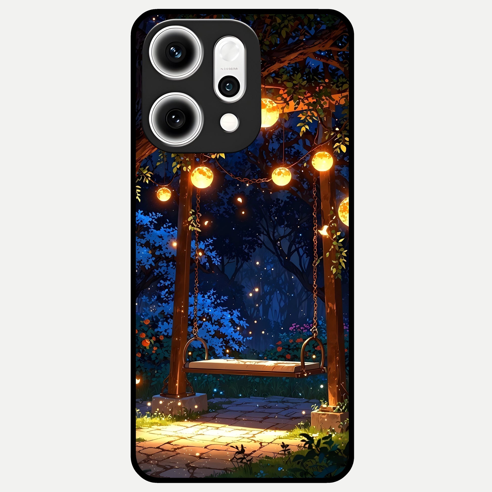  Twilight Garden Swing Glass Case For Oppo Reno 14 Pro back cover – full design glossy printed glass finish