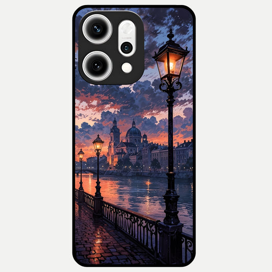  Twilight River Lights Glass Case For Oppo Reno 14 Pro back cover – full design glossy printed glass finish