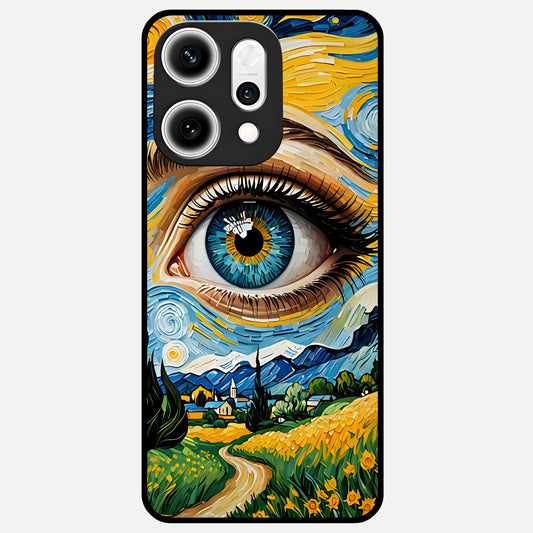  Van Gogh Eye Glass Case For Oppo Reno 14 Pro back cover – full design glossy printed glass finish
