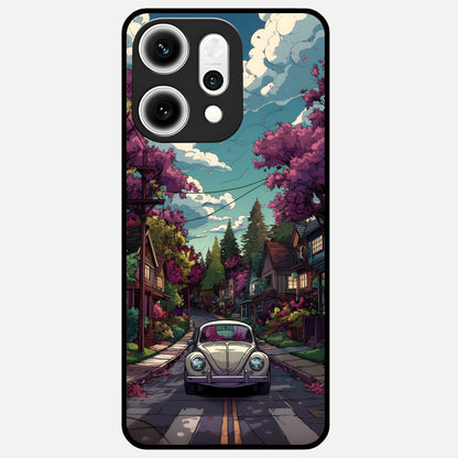  Vintage Street Drive Glass Case For Oppo Reno 14 Pro back cover – full design glossy printed glass finish