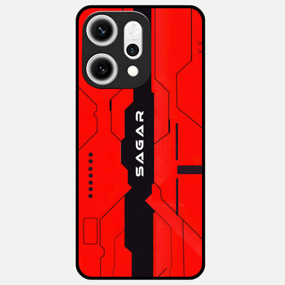  Voltage Rise CYBERPUNK Custom Name Glass Case For Oppo Reno 14 Pro back cover – personalized glossy printed glass finish
