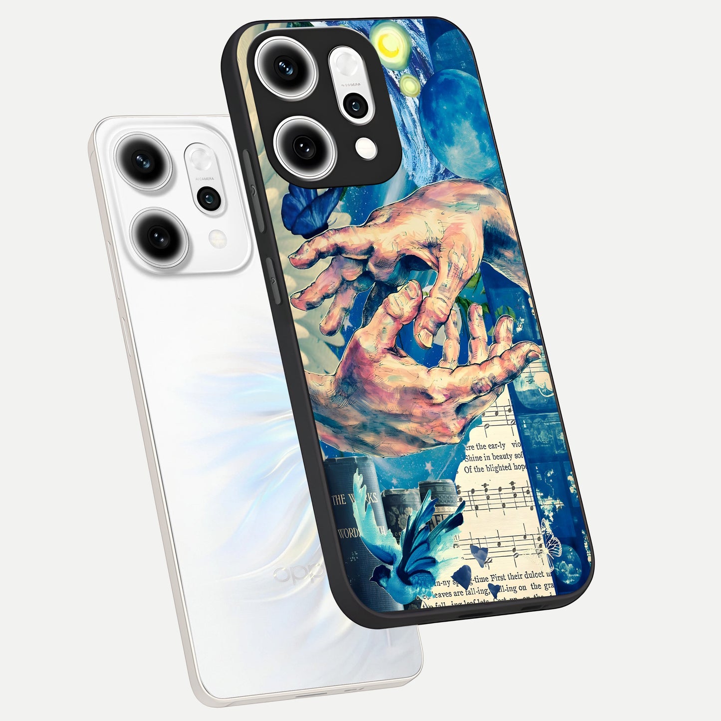  Aesthetic Divider phone case For Oppo Reno 14 Pro showing premium glass back cover with detailed artwork