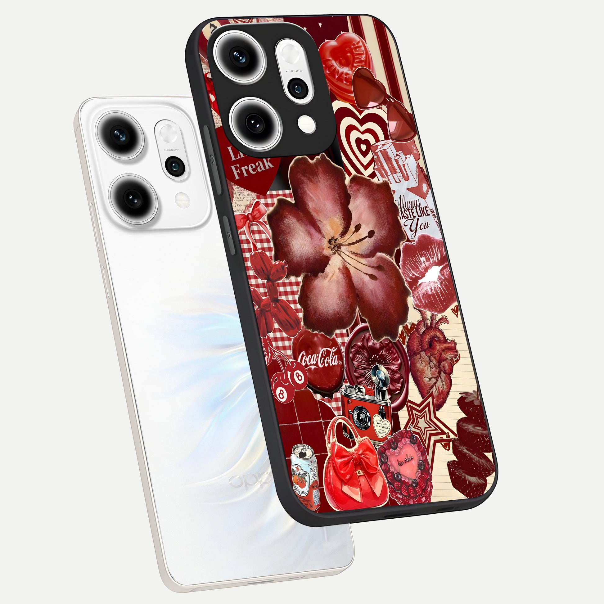  Aesthetic Little Freak phone case For Oppo Reno 14 Pro showing premium glass back cover with detailed artwork