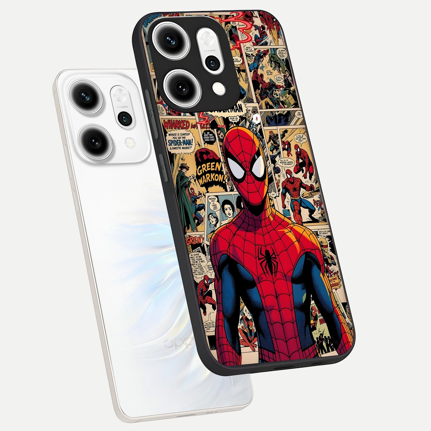  Aesthetic Spider phone case For Oppo Reno 14 Pro showing premium glass back cover with detailed artwork