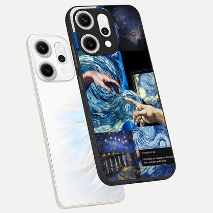  Aesthetic Vando Hands phone case For Oppo Reno 14 Pro showing premium glass back cover with detailed artwork