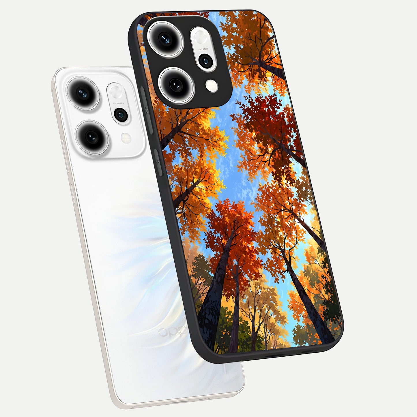  Autumn Sky Rise phone case For Oppo Reno 14 Pro showing premium glass back cover with detailed artwork