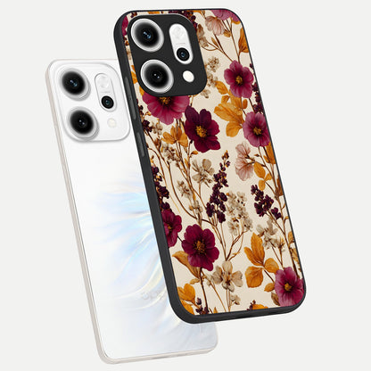  Autumn Wine Bloom phone case For Oppo Reno 14 Pro showing premium glass back cover with detailed artwork