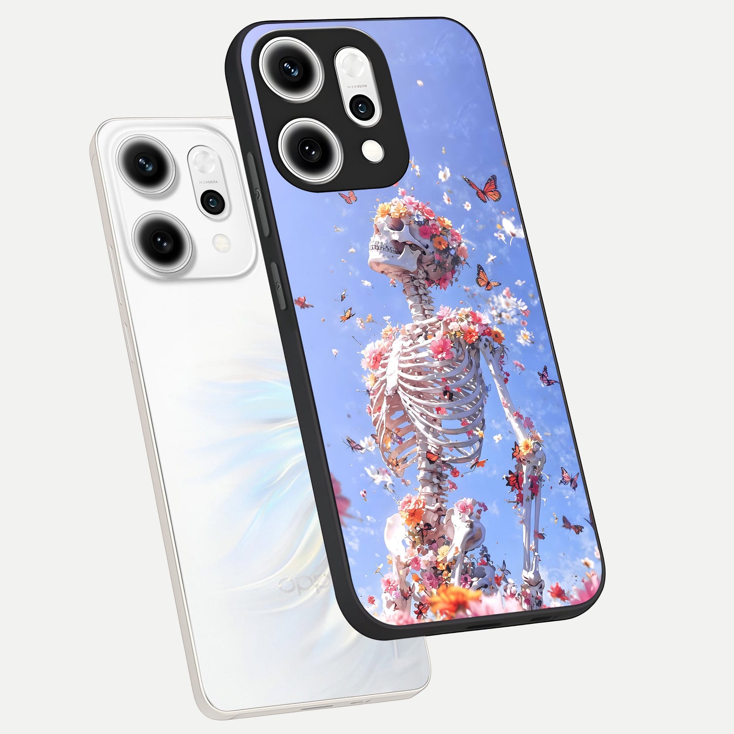  Bloom Beyond Bones phone case For Oppo Reno 14 Pro showing premium glass back cover with detailed artwork
