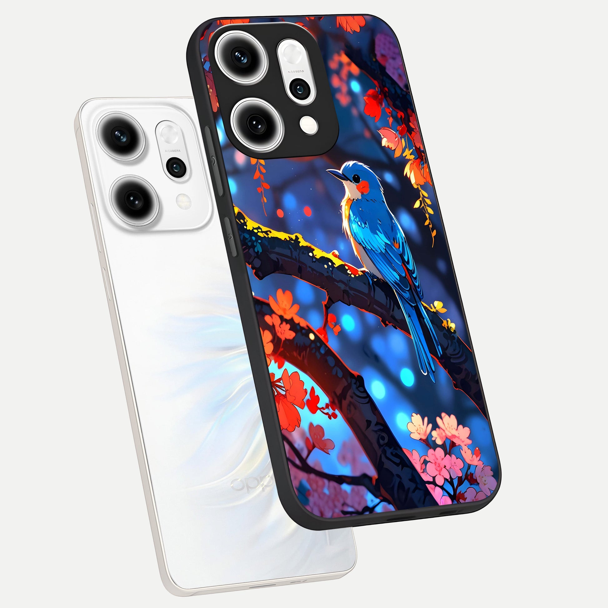  Blooming Water Drift phone case For Oppo Reno 14 Pro showing premium glass back cover with detailed artwork