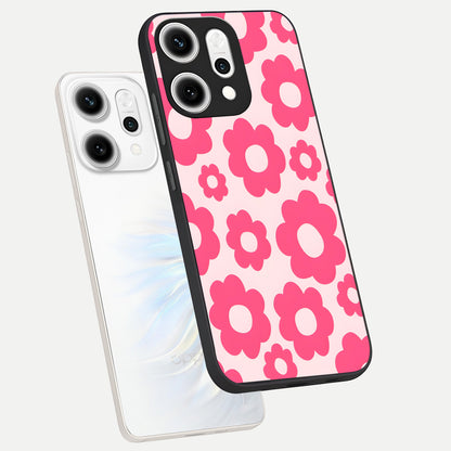  Blush Flower Pop phone case For Oppo Reno 14 Pro showing premium glass back cover with detailed artwork