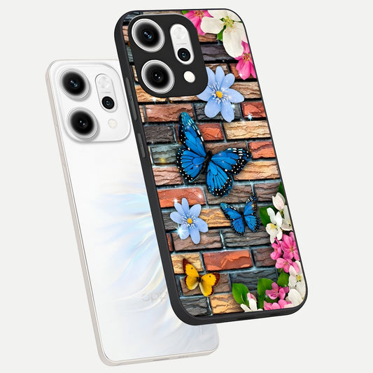  Brick Bloom Flight phone case For Oppo Reno 14 Pro showing premium glass back cover with detailed artwork