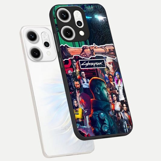 CYBERPUNK Legacy phone case For Oppo Reno 14 Pro showing premium glass back cover with detailed artwork
