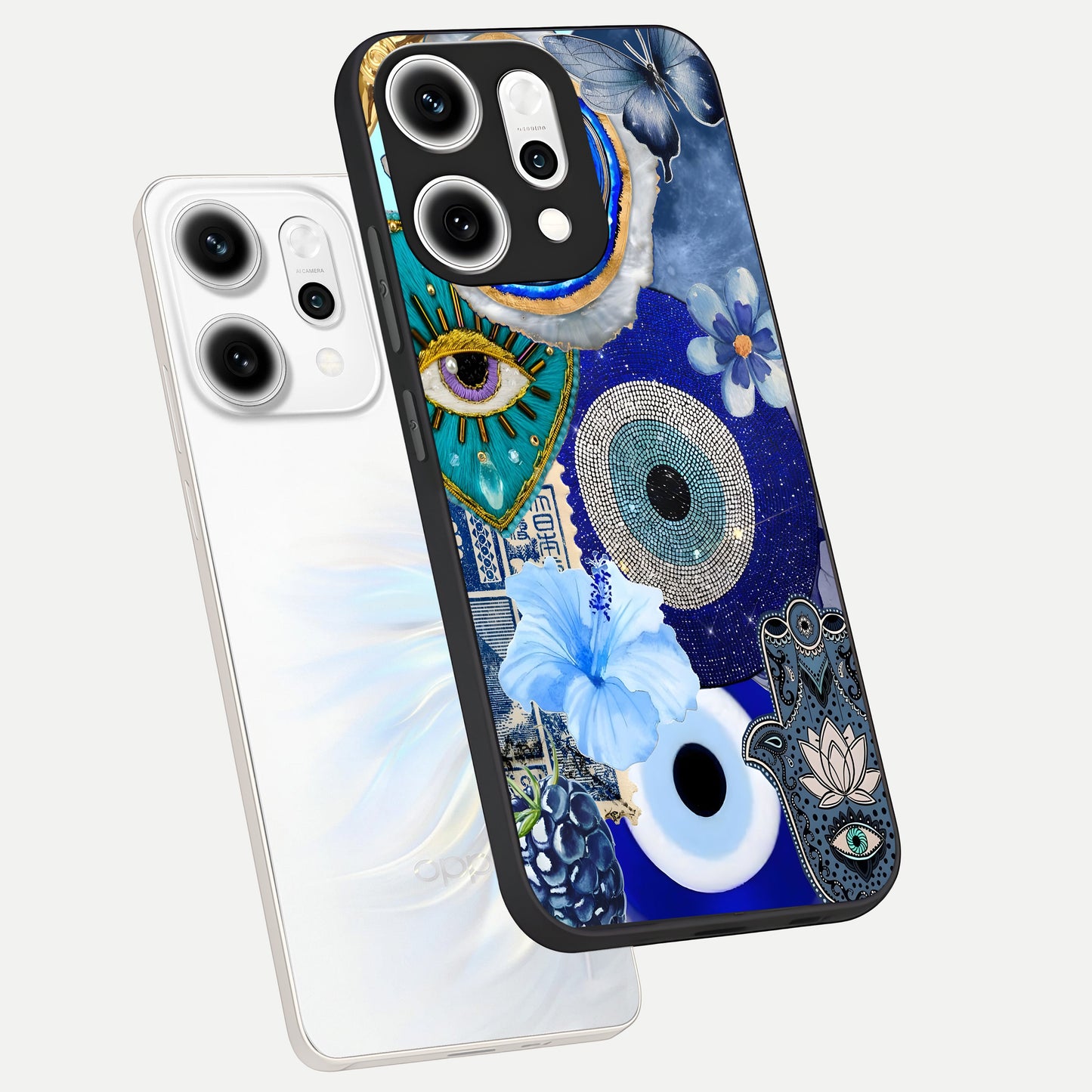  Celestial Blue Vision phone case For Oppo Reno 14 Pro showing premium glass back cover with detailed artwork
