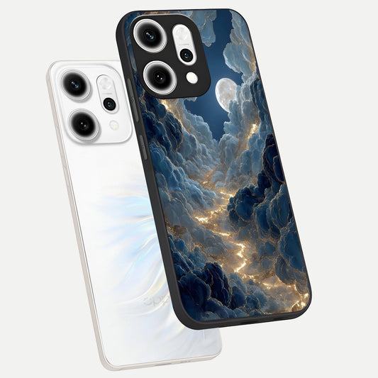  Celestial Cloud Road phone case For Oppo Reno 14 Pro showing premium glass back cover with detailed artwork