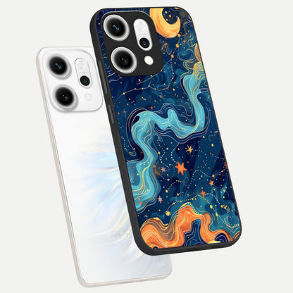  Celestial Dream Flow phone case For Oppo Reno 14 Pro showing premium glass back cover with detailed artwork