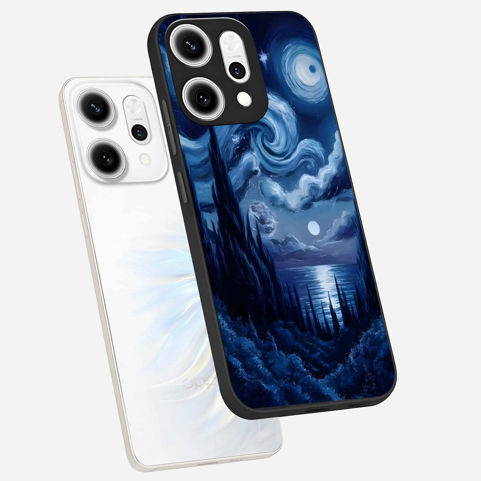  Celestial Dream Van Gogh phone case For Oppo Reno 14 Pro showing premium glass back cover with detailed artwork