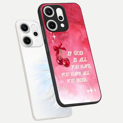  Cherry Quote phone case For Oppo Reno 14 Pro showing premium glass back cover with detailed artwork