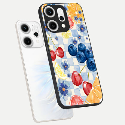 Citrus Bloom Joy phone case For Oppo Reno 14 Pro showing premium glass back cover with detailed artwork