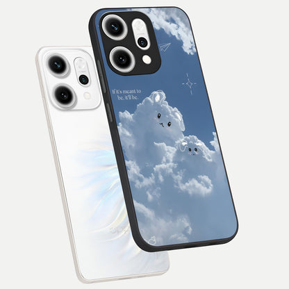  Cloud Bunny Dreams phone case For Oppo Reno 14 Pro showing premium glass back cover with detailed artwork