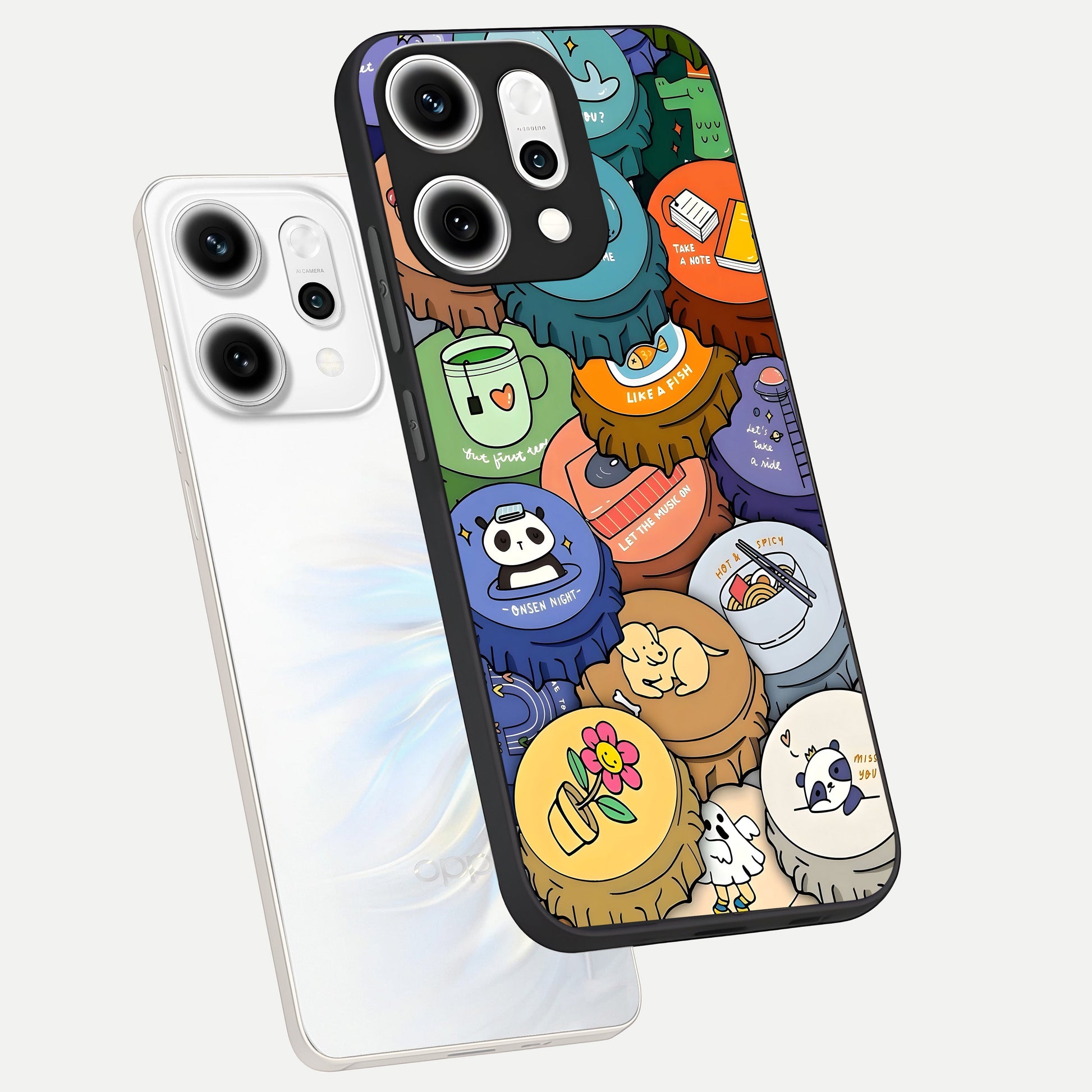  Coins Patterns phone case For Oppo Reno 14 Pro showing premium glass back cover with detailed artwork