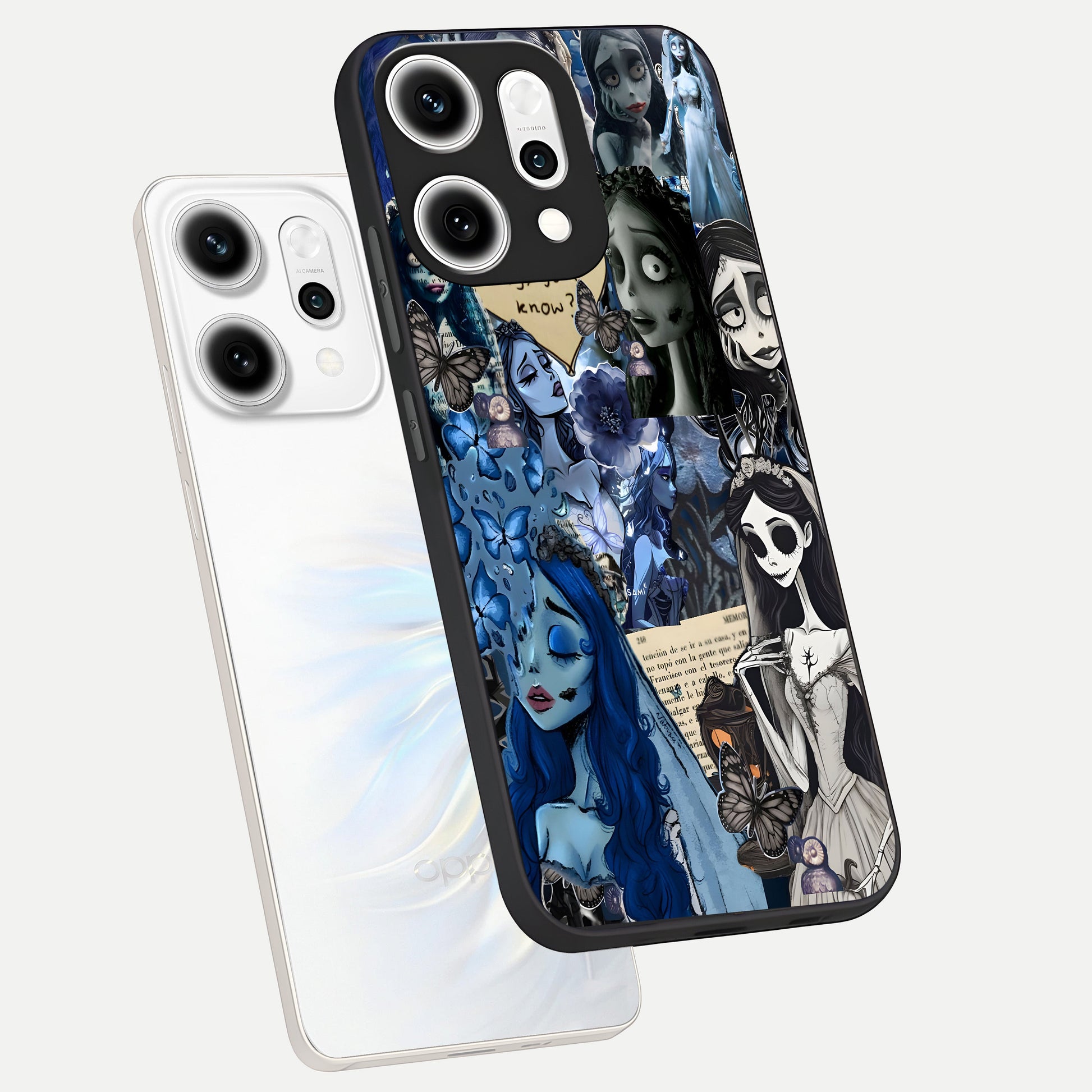  Corpse Bride Posters phone case For Oppo Reno 14 Pro showing premium glass back cover with detailed artwork