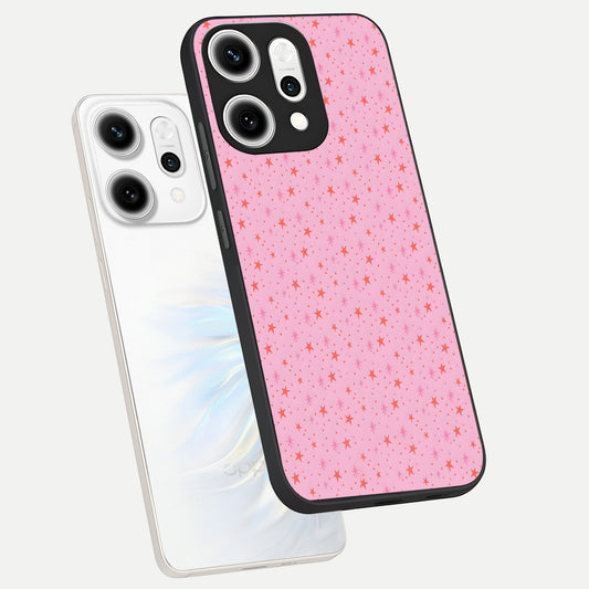  Cosmic Pink Sparkle phone case For Oppo Reno 14 Pro showing premium glass back cover with detailed artwork
