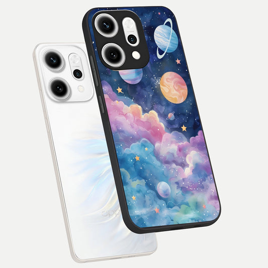  Cosmic Planet Dreams phone case For Oppo Reno 14 Pro showing premium glass back cover with detailed artwork