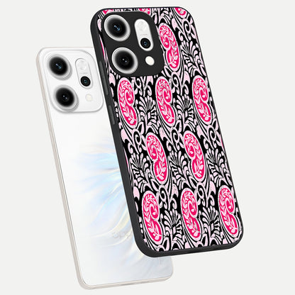  Crimson Paisley Charm phone case For Oppo Reno 14 Pro showing premium glass back cover with detailed artwork