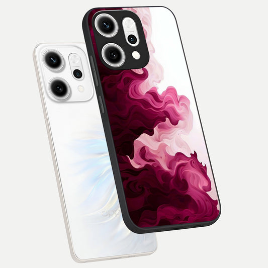  Crimson Wave Flow phone case For Oppo Reno 14 Pro showing premium glass back cover with detailed artwork
