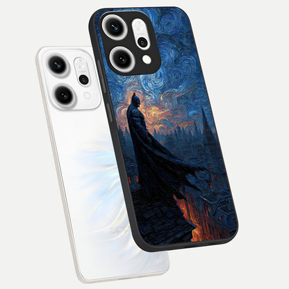  Dark Knight Dusk phone case For Oppo Reno 14 Pro showing premium glass back cover with detailed artwork