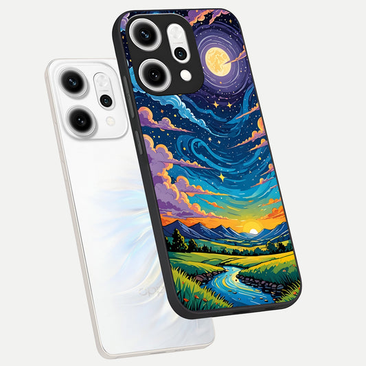 Dreamy Night Landscape phone case For Oppo Reno 14 Pro showing premium glass back cover with detailed artwork