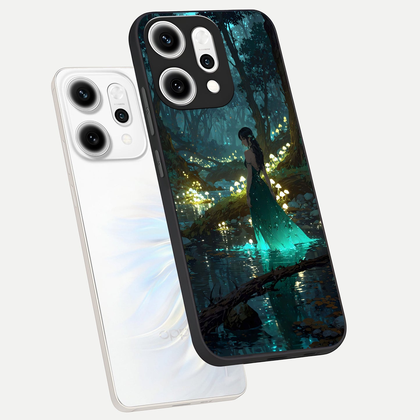  Enchanted Forest Glow phone case For Oppo Reno 14 Pro showing premium glass back cover with detailed artwork