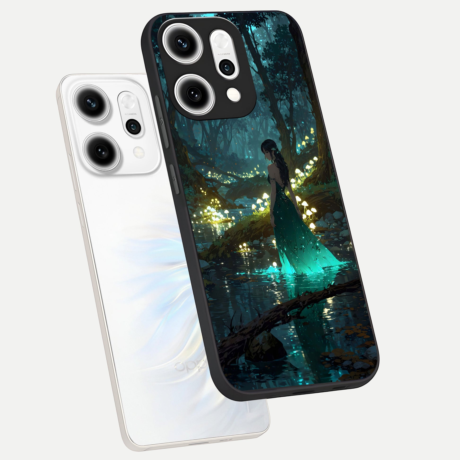  Enchanted Forest Glow phone case For Oppo Reno 14 Pro showing premium glass back cover with detailed artwork