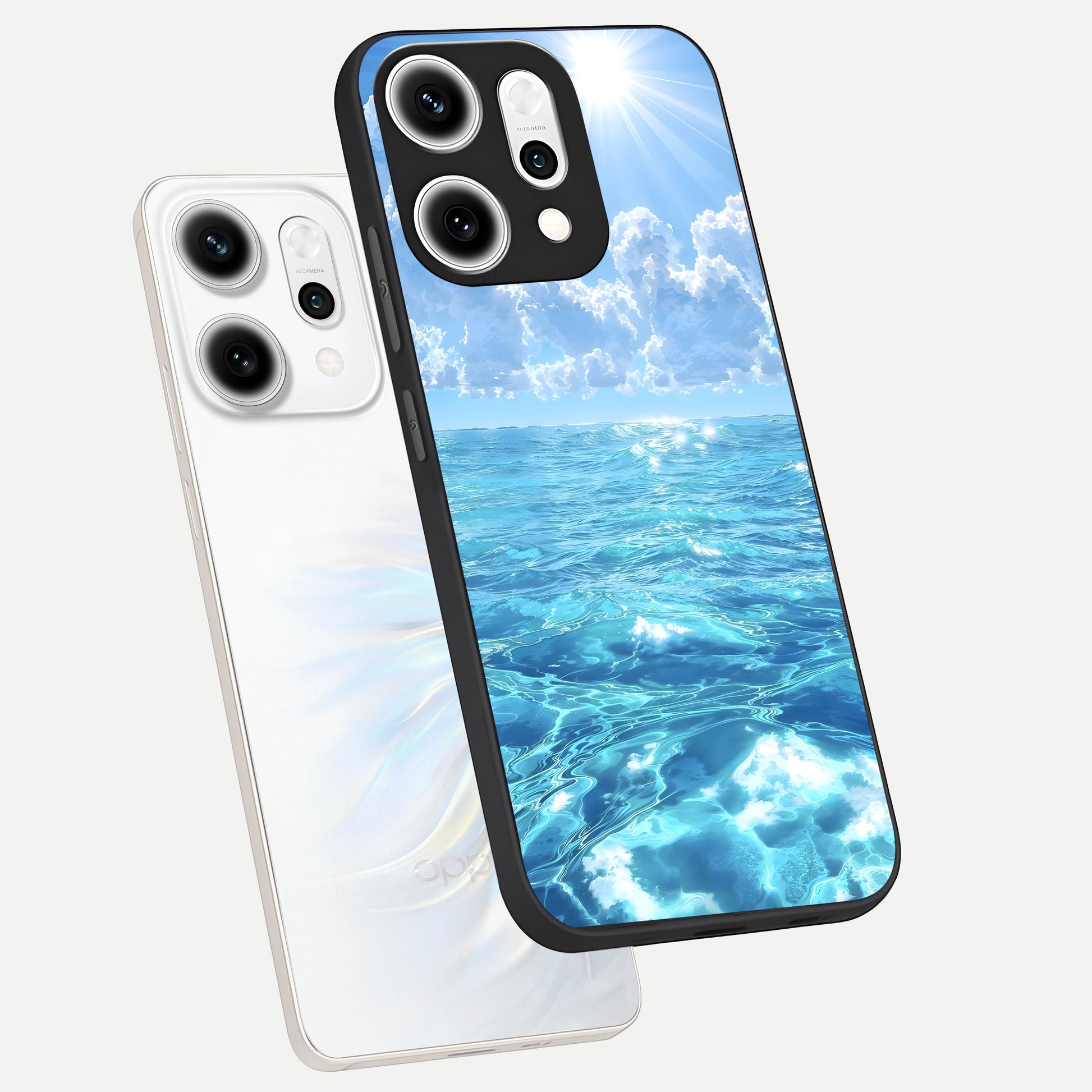  Endless Ocean Horizon phone case For Oppo Reno 14 Pro showing premium glass back cover with detailed artwork