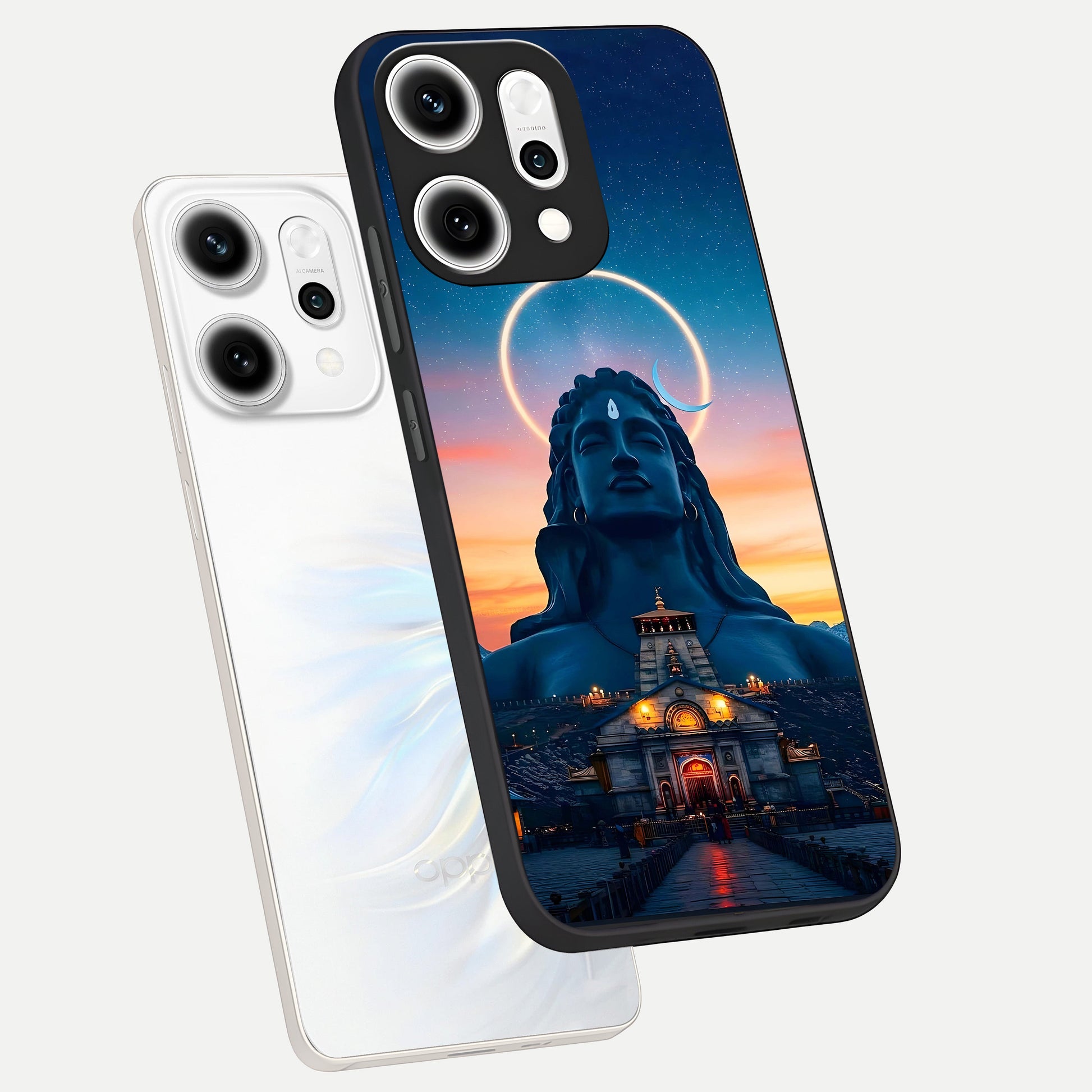  Eternal Shiva Aura phone case For Oppo Reno 14 Pro showing premium glass back cover with detailed artwork