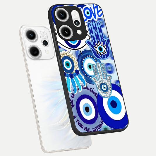  Evil Eyes Dream phone case For Oppo Reno 14 Pro showing premium glass back cover with detailed artwork