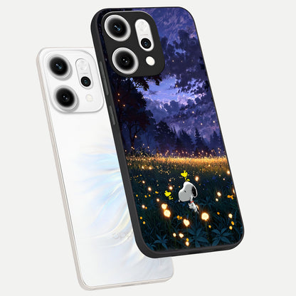  Firefly Meadow Magic phone case For Oppo Reno 14 Pro showing premium glass back cover with detailed artwork