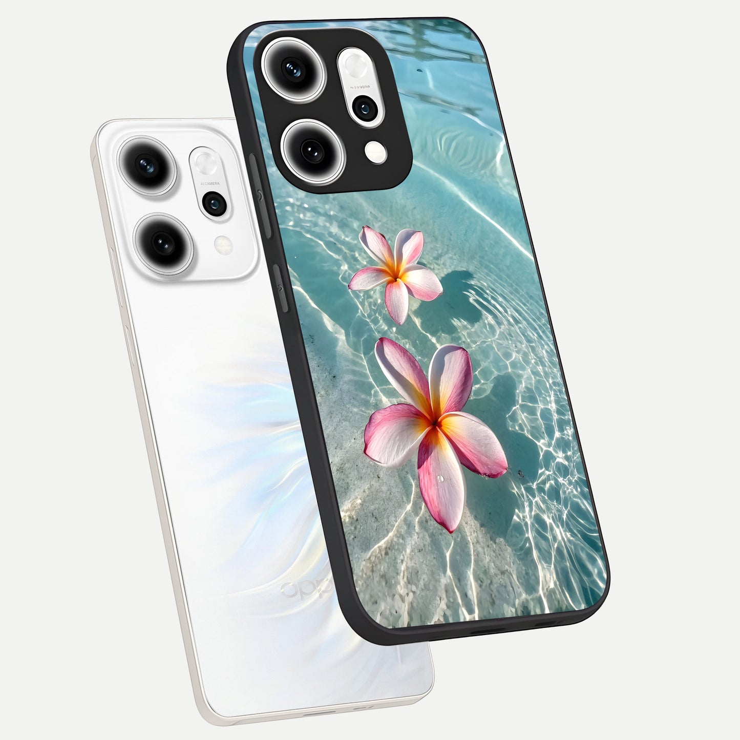  Floating Bloom Bliss phone case For Oppo Reno 14 Pro showing premium glass back cover with detailed artwork