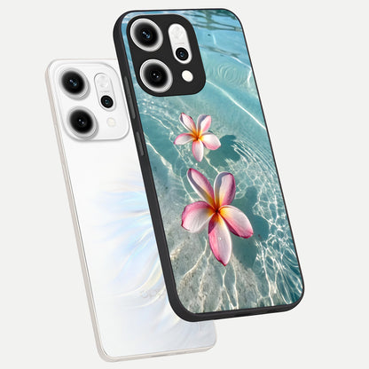  Floating Bloom Bliss phone case For Oppo Reno 14 Pro showing premium glass back cover with detailed artwork