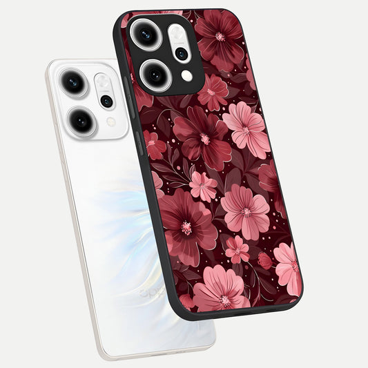  Flower Blush Bloom phone case For Oppo Reno 14 Pro showing premium glass back cover with detailed artwork