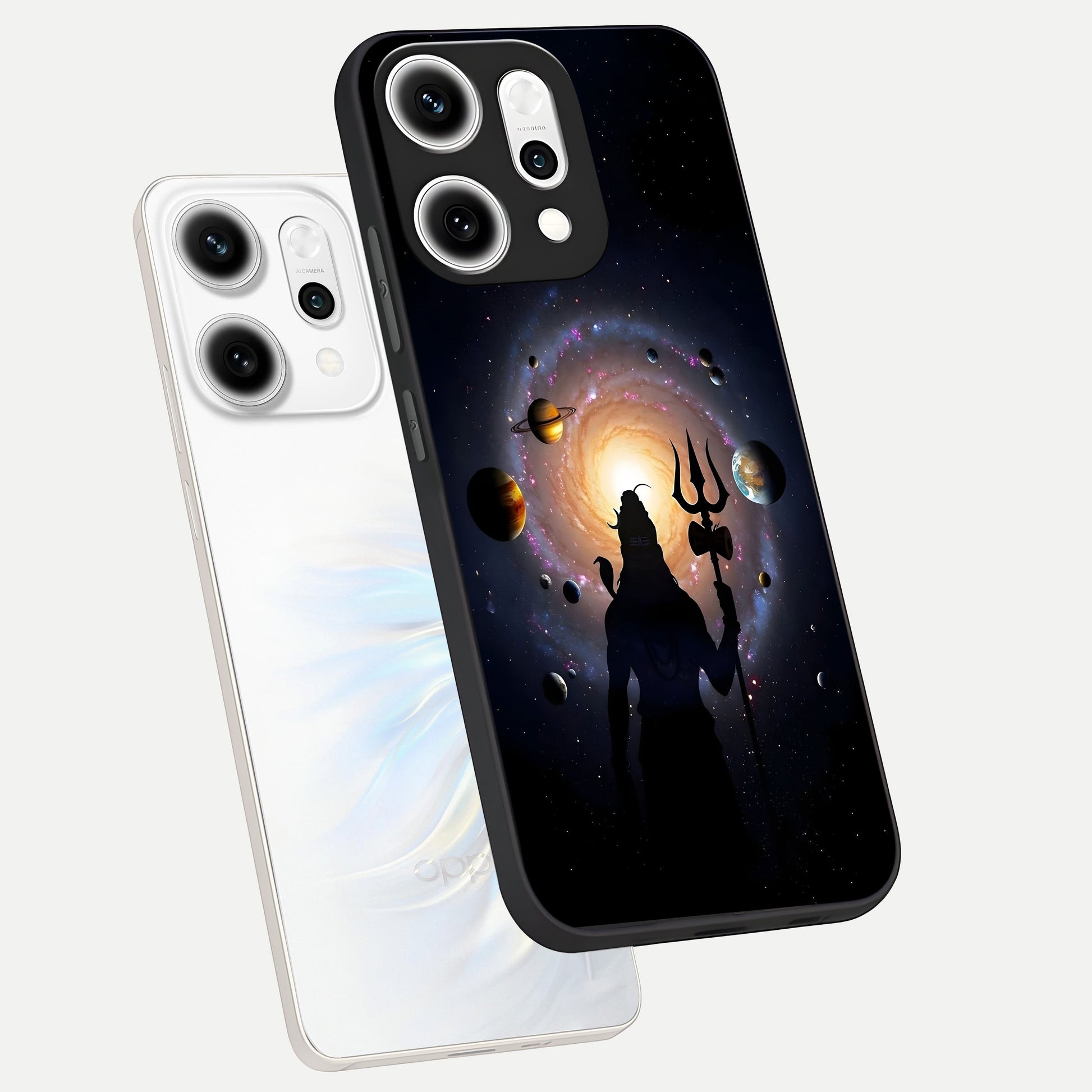  Galactic Shiva Vision phone case For Oppo Reno 14 Pro showing premium glass back cover with detailed artwork