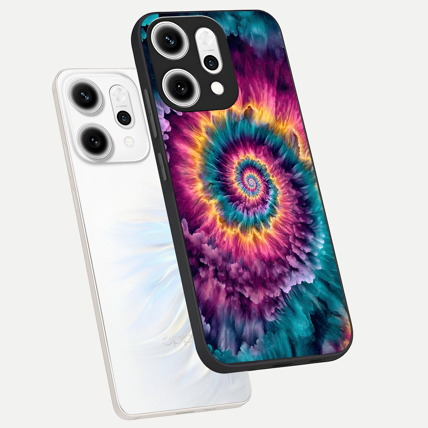  Galactic Spiral Burst phone case For Oppo Reno 14 Pro showing premium glass back cover with detailed artwork