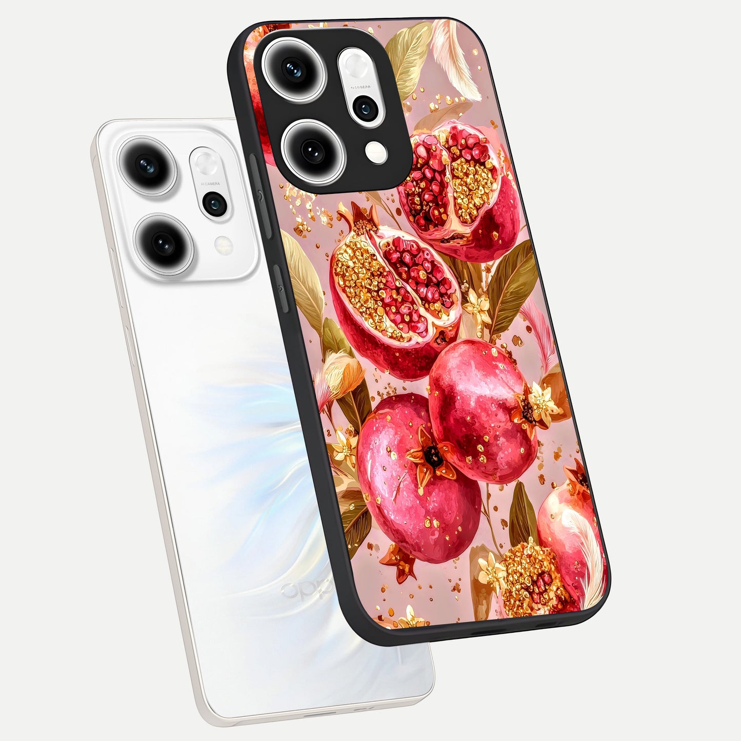  Golden Bloom Glow phone case For Oppo Reno 14 Pro showing premium glass back cover with detailed artwork