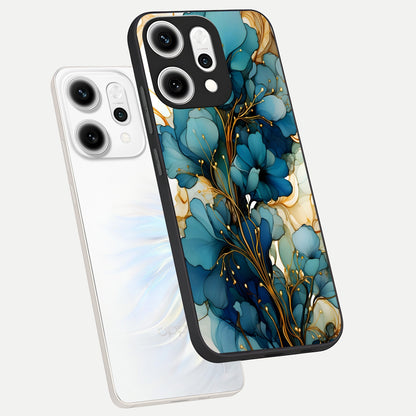  Golden Bloom Symphony phone case For Oppo Reno 14 Pro showing premium glass back cover with detailed artwork