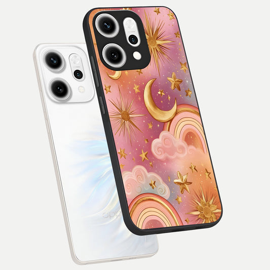  Golden Celestial Dreams phone case For Oppo Reno 14 Pro showing premium glass back cover with detailed artwork